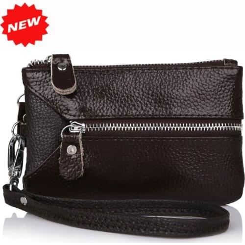 Women Genuine Leather key bag keys holder 2020 multifunctional wristlet clutch coin bags wallet Cow + PU leather Purse,YB-DM158