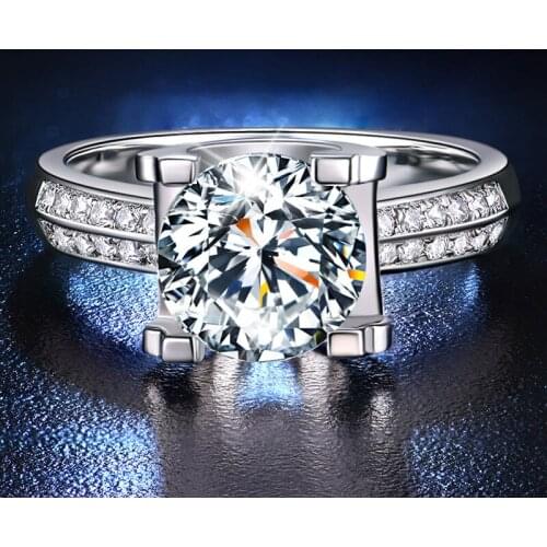 Bullhead Clip Diamond Shape 925 Sterling Silver Womens Ring Luxury Unique Exquisite Wedding Engagement Party Eye-catching Gift