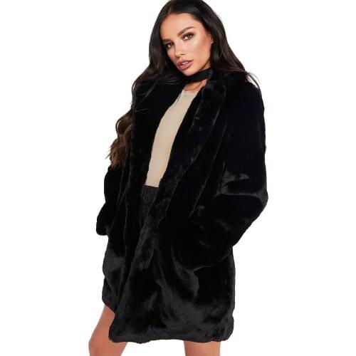 Winter Women Loose Fluffy Faux Fur Coat Black Girls Thick Warm Furry Jacket Fashion Windbreaker Long Sleeve Overcoat Female Hot