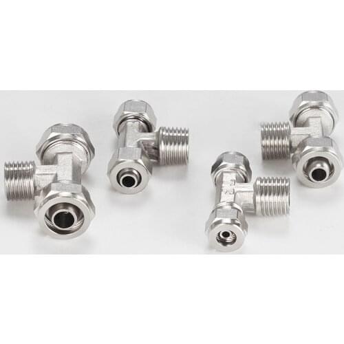 1pc Quick Tightening Tee TF Connector Pneumatic Copper Connector TF6-01 TF8-01 TF10-01