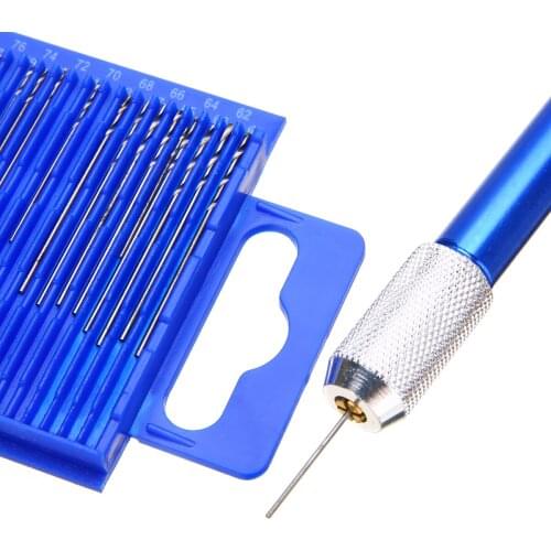 1pc Micro Aluminum Hand Drill + 20pcs Mini Jewelry Drill Bit Set with Case For Hobby Crafts