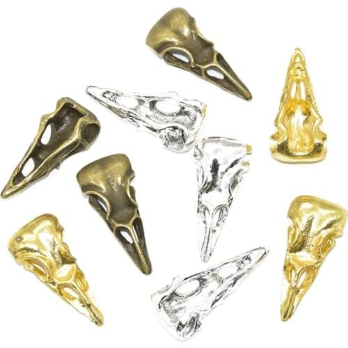 10pcs Hot sell Steampunk Gothic alloy metal Bird Skull Head Charms fit DIY Jewellery Bracelet Pendant Accessories making 30*14m