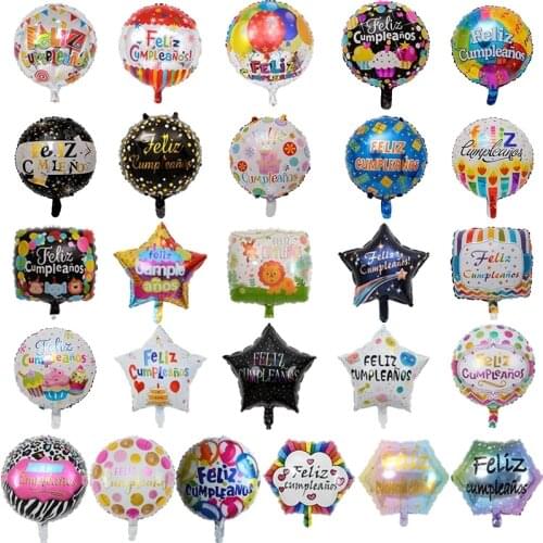 Partigos 50pcs 18inch Feliz cumpleanos Spanish birthday balloons round mylar helium balloon happy birthday party air globos
