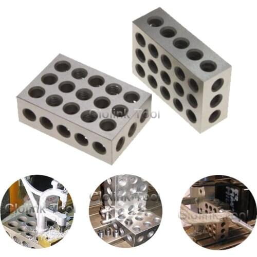 2pcs/set Hardened Steel Parallel Blocks 0.005" Precision Matched Machinist 25-50-75mm Milling Tool 23 Holes 1-2-3" block gauge