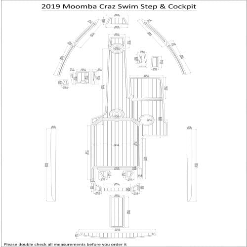 2016-2018 Moomba Craz Swim Step & Cockpit Pad Boat EVA Teak Decking 1/4" 6mm
