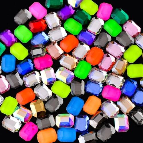 20p 6x8mm Rectangle flatback Non-hotfix crystal Rhinestones 3D Nail Art Decorations strass glass stones Manicure Gems supplier