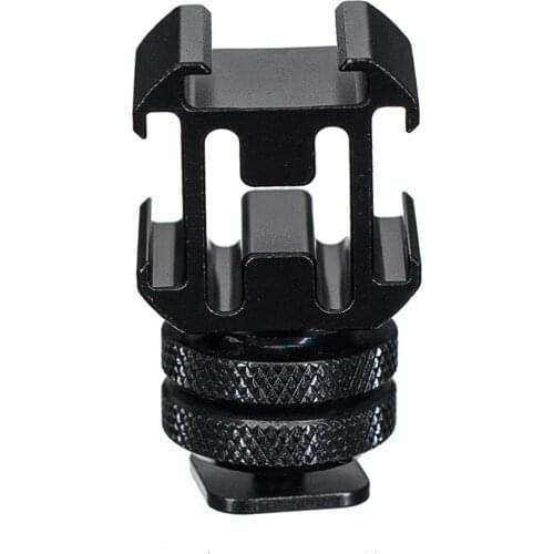 3 in 1Triple Cold Shoe Mount Plate Microphone Stand LED Video Light Extend Bracket for Zhiyun Smooth DJI