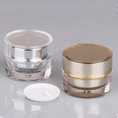 5g Empty Round Acrylic Cream Jar container Small sample Cosmetic Pot ,Golden eye cream Cosmetics Packaging tin bottle F20171544