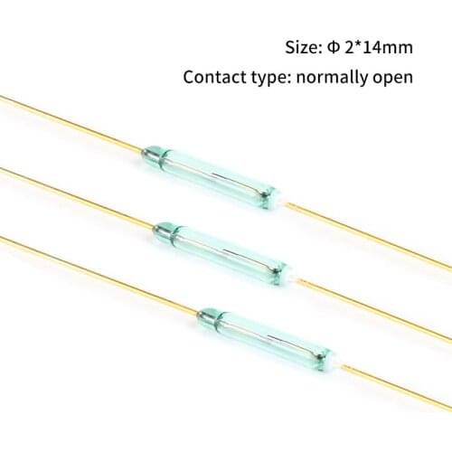 5Pcs MKA-14103 Magnetic Reed Switch 2*14MM Normally Open Induction switch Contact For Sensors Leads Glass N/O SPST Reed Switch