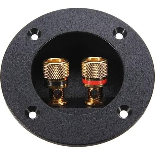 New Plug Round Boxes With 2 Banana Jack Subwoofer Speaker Terminal Connectors Glided