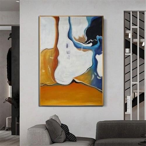 Abstract Wall Art Canvas Painting Poster Modern Orange Pictures for Living Room Bedroom Wall Home Decor No Frame