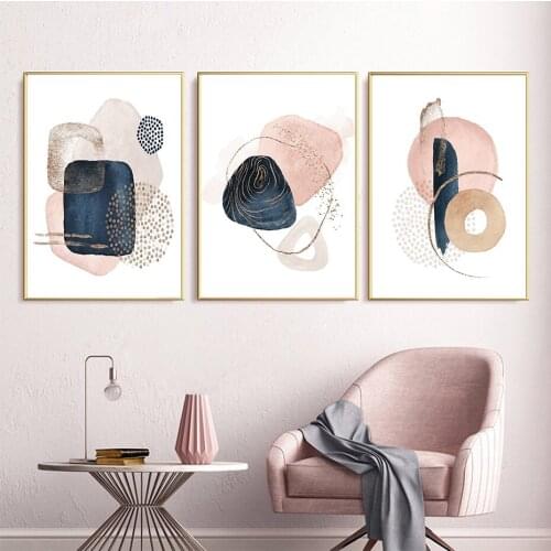 Pink Geometry Graphics Abstract Poster Canvas Art Prints Modern Wall Pictures Nordic Minimalist Painting Living Room Home Decor