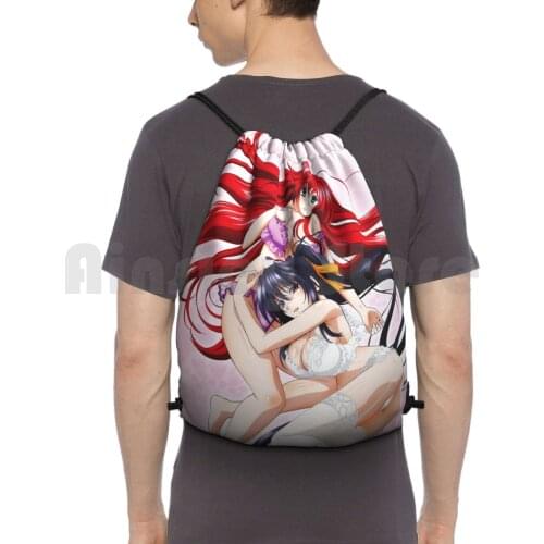 Akeno And Rias , High School Dxd Backpack Drawstring Bag Riding Climbing Gym Bag Rias Gremory Akeno Himejima High School Dxd