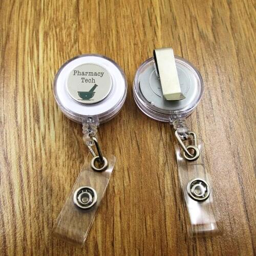 PHARMACY TECH ID Badge Reel for Docter Nurse Teacher Student retractable recoil id badge holder office work fun Present