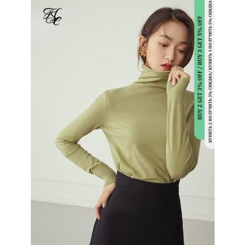 FANSILANEN Basis casual turtleneck knitted sweater Women white long sleeve pullover Autumn winter oversized jumper top female