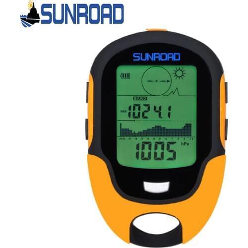 SUNROAD Hand-hold Compass Altimeter Barometer Climbing Running Temperature Waterproof Backlight USB Rechargeable Pocket Watch