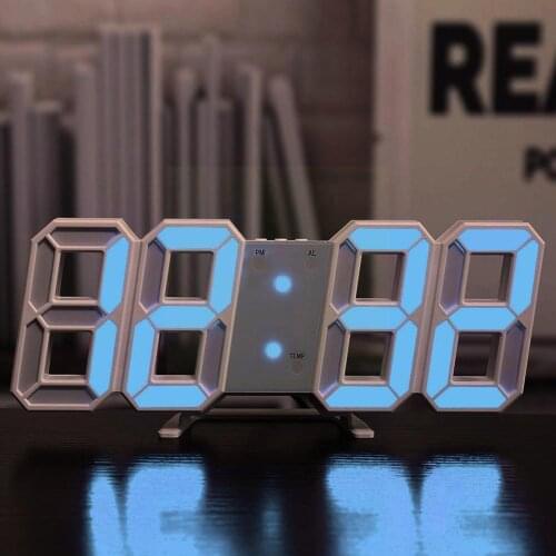 Modern Design Household Temperature Simple Electronic 3D Clock Digital Desktop Wall LED Home Clock 3D Stereo Wall-mounted D A1C1