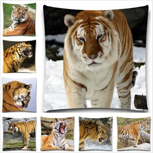 5 size Tiger Pillow Case Yellow Hand Fun Square Cushion Cover Cotton Polyester Pillow Cover Home Decor