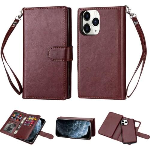 9 Cards Phone Case for iPhone 12 Pro Max Detachable Flip Leather Case for iPhone 12 mini Magnetic Zipper Wallet Phone Case