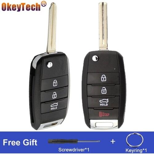 Okeytech 3/4 Button Remote Control Flip Key Shell Case Fob For Kia K2 K3 K5 Carens Cerato Forte Sportage For Hyundai Replacement