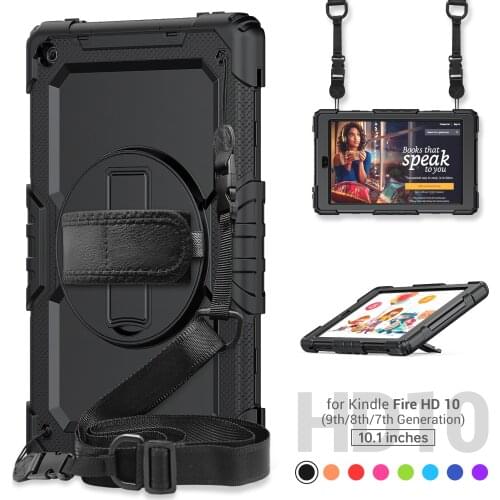 360 Rotation Hand Strap&Kickstand Tablet Case For Funda Kindle 10 Generación 2019 Silicone Protective Cover