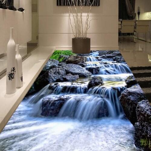 Photo Wallpaper 3D Waterfalls Rivers Stones Floor Tiles Painting Murals Living Room Bedroom Self Adhesive Waterproof Vinyl Mural