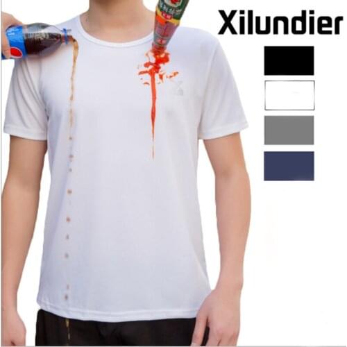 Solid short sleeve round neck t-shirt mens and womens outdoor leisure sports breathable antifouling waterproof T-Shirt Large
