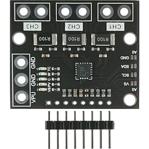I2C SMBUS INA3221 Triple-Channel Shunt Current Power Supply Voltage Monitor Sensor Board Module Replace INA219 with Pins