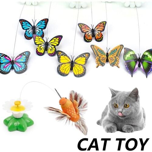 Cat Toy Automatic Electric Rotating Colorful Butterfly Bird Animal Shape Plastic Funny Pet Cat Toys Intelligence Trainning Toy