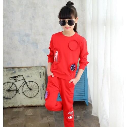 2Pcs Girls Clothes Sets new Autumn Spring Long Sleeve Tops + Pants Kids Outfit Children Clothing Set Tracksuit 4 6 8 10 12 Year