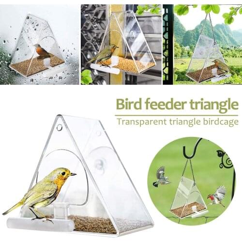 Bird Feeder Acrylic Transparent Window Viewing Bird Feeders Tray Birdhouse Pet Water Feeder Suction Cup Mount House Type Feeder