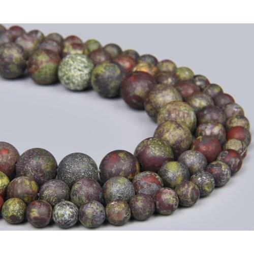 Round Green Red Natural Matte Dragon Blood Loose 15" Strand Spacer Jaspers Stone Beads For Men Women Jewelry Making Wholesale
