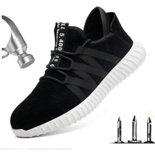Unisex Lightweight Steel Baotou Work Safety Shoes Mens Breathable Non-slip Work Boots Mens Lace-up Fashion Mens Shoes