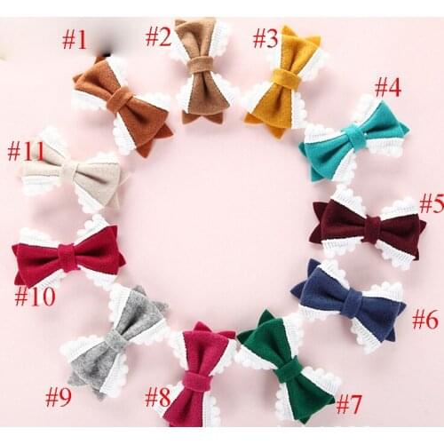 MengNa Newborn Felt Bow with clips,Pom Pom Felt Hair Bow For Girls Hair Clip Barrettes Hair Accessories 36pc/lot