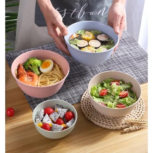 Wheat Straw Rice Bowls Instant Noodle Bowl Japanese Soup Bowls Thickened Ramen Bowl Salad Bowl Household Rice Bowl Tableware