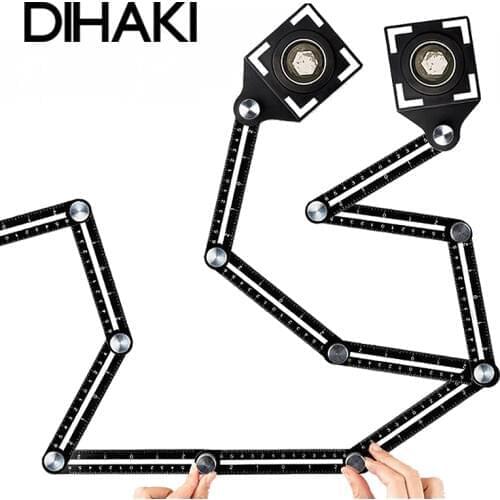 Tile Hole Locator Adjustable Multi Angle Measuring Ruler Protractor 6-sides Ruler Floor Tile Glass Woodworking Universal Puncher