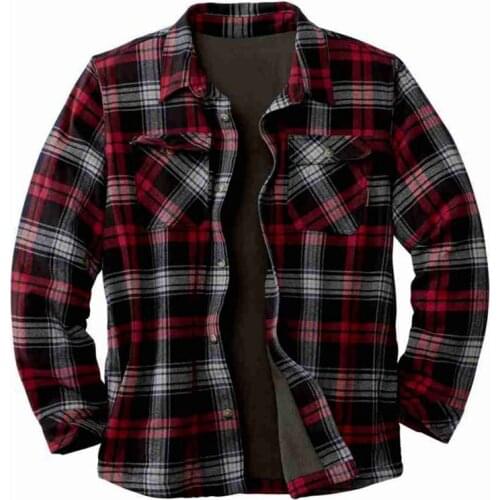 Mens Plus Fat Plus Size Long-sleeved Plaid Shirt Autumn and Winter New Plus Velvet Thick Warm Jacket Oversized Shirt Clothing