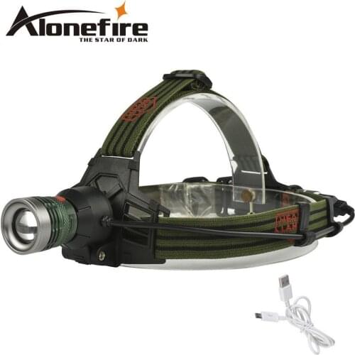AloneFire HP28 Zoomable power bank headlamp led Headlight Camping Head Lamp adjustable focus usb head light