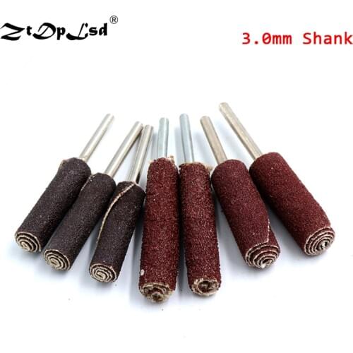 ZtDpLsd 1Pcs Tapered Cone Head Sandpaper Stick Steel Shank & Sand Paper For Polishing Grinding Abrasive Grit Burs Stick Sanding