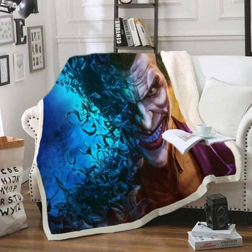 The joker Funny Character Blanket 3D Print Sherpa Blanket on Bed Home Textiles Dreamlike Style 03