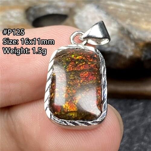 Natural Red Ammonite Ammolite Necklace Pendant Jewelry For Women Men Healing Luck Stone Crystal 16x11mm Beads Silver Gemstone