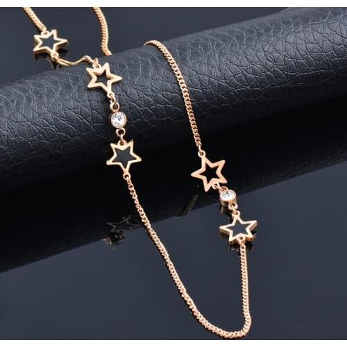 KIOOZOL Hollow Solid Black Star Necklace Stainless Steel Gold Necklace For Women Summer Party Beach Jewelry 285 KO2