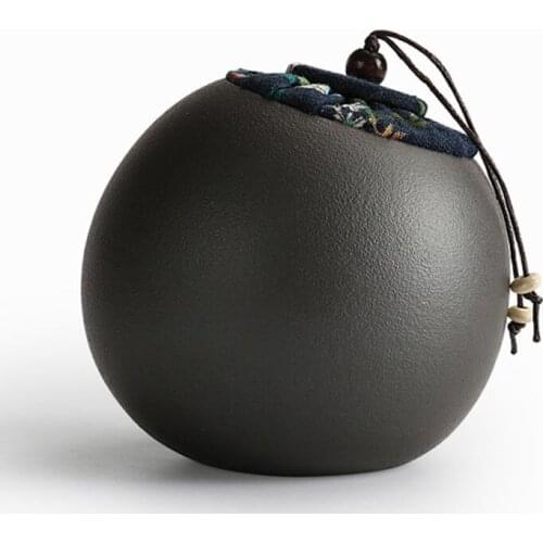 Pastoral Floral Cloth Cover Tea Container Black Pottery Tea Canister Household Moisture-Proof Storage Jars Tea Caddy Tea Box