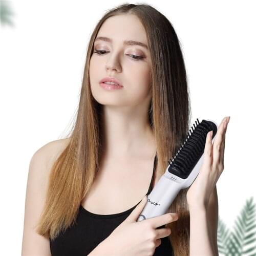CkeyiN Straightening Brush USB Wireless Hair Comb Dual-Purpose Ceramic Hair Straightener Portable Hairdryer Smoothing Brush50