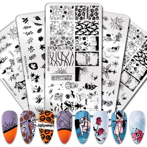 NICOLE DIARY Rectangle Nail Stamping Plates Lovely Flower Animals Image Stamp Templates DIY Geometric Printing Nail Tools