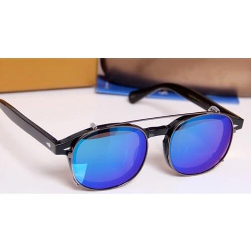Clip On Glasses Men Johnny Depp Eyeglasses Sunglasses Polarized Lens Women Acetate Optical Glasses Frame Brand Retro Design