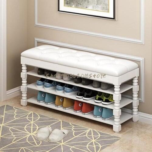 European Style Solid Wood Shoe Changing Stool Simple Shoe Rack Stool At Home Door Shoe Wearing Stool Sofa Stool Door Shoe Cabine