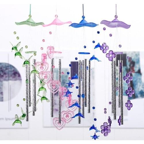 Creative Dolphin Heart Wind Chime Aluminum Pipe Metal Aeolian bells Door Window Hanging Decoration Wind Chimes