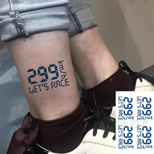 Waterproof Temporary Juice Tattoo "Let't Race" 299 Km/h Stopwatch Lasting Tattoos Flash Tatoo Fake Tatto Art for Men Women