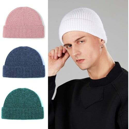Knitted Hats for Women Skullcap Men Beanie Hat Winter Retro Brimless Baggy Melon Cap Cuff Docker Fisherman Beanies Hats For Men